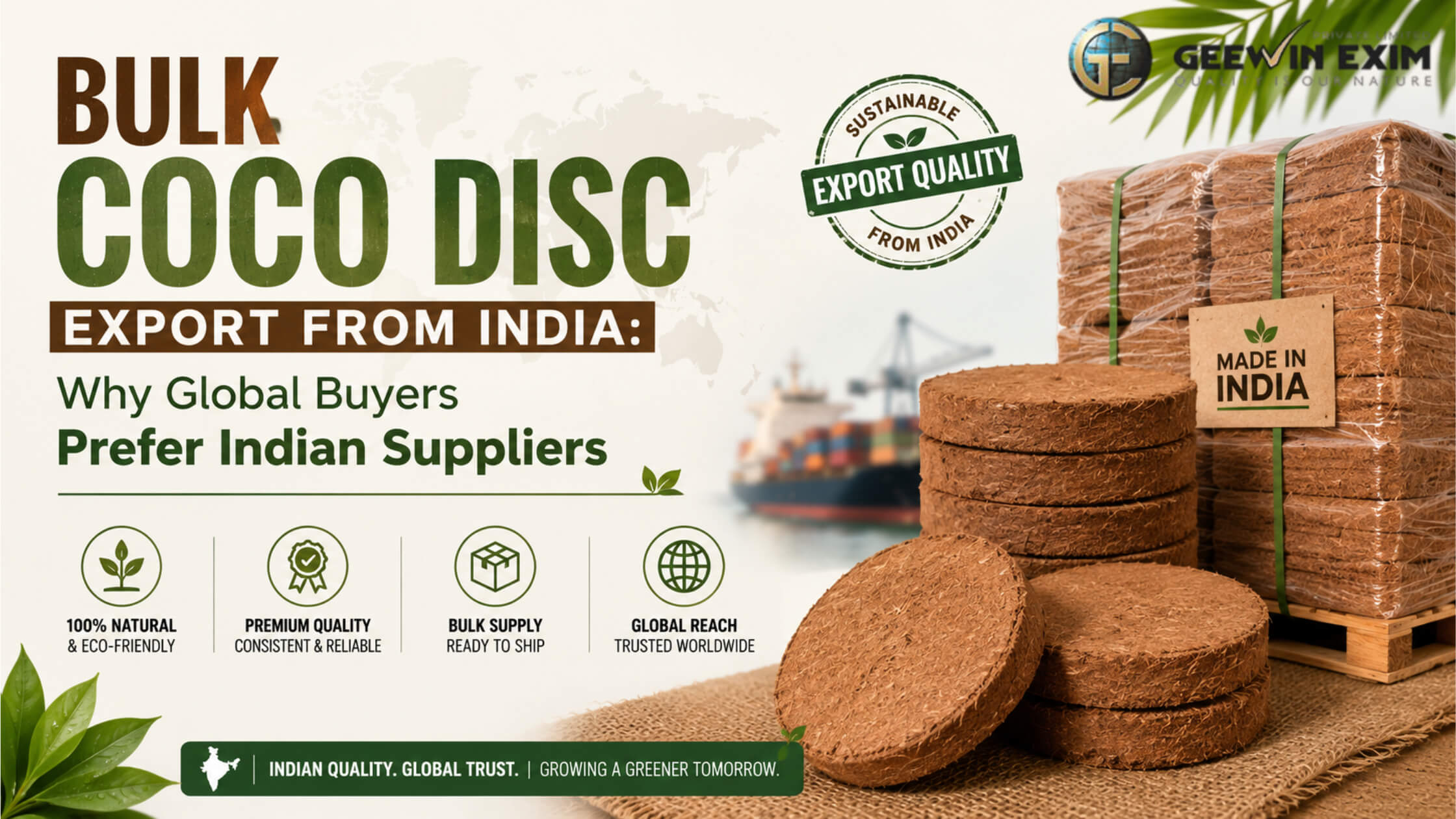 Bulk Coco Disc Export from India by Geewin Exim for Global Buyers