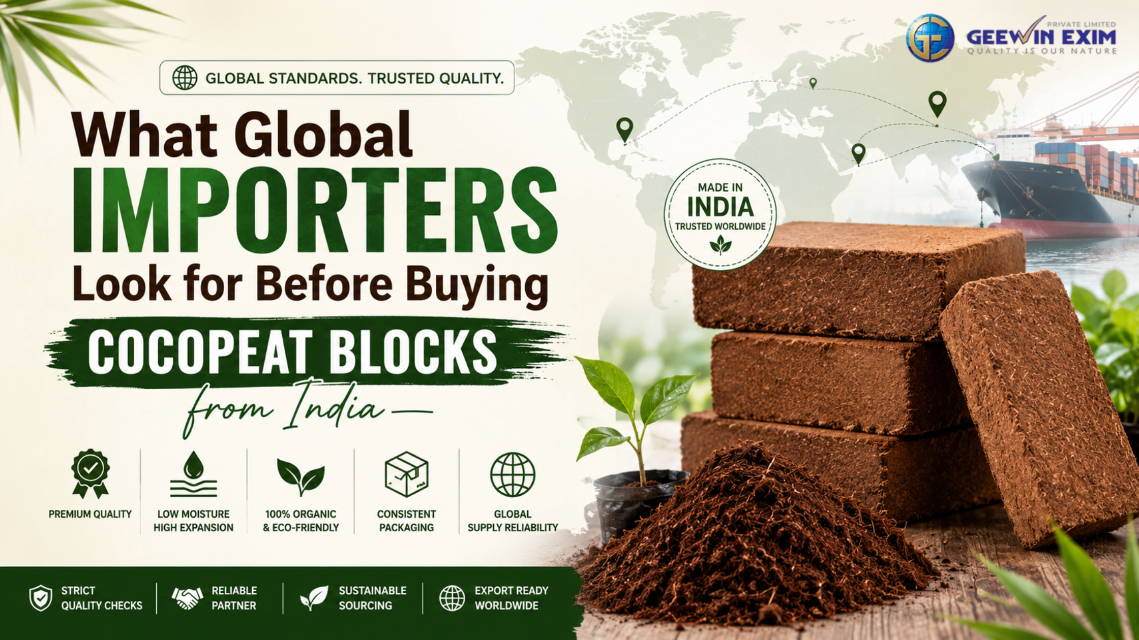 How Global Buyers Choose the Best Cocopeat Blocks Exporters in India – Geewin Exim